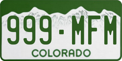 CO license plate 999MFM