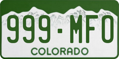 CO license plate 999MFO