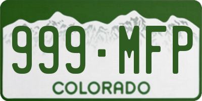 CO license plate 999MFP