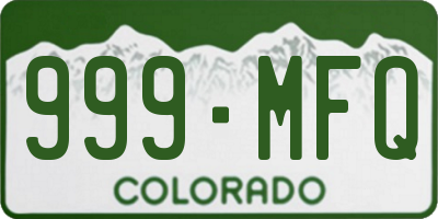 CO license plate 999MFQ