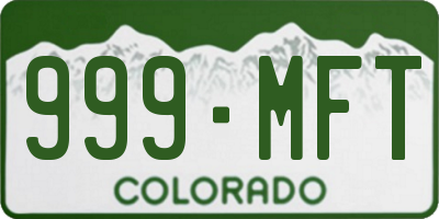 CO license plate 999MFT