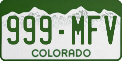 CO license plate 999MFV