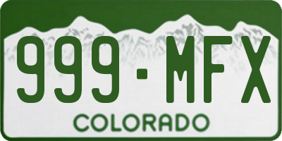 CO license plate 999MFX