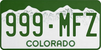 CO license plate 999MFZ