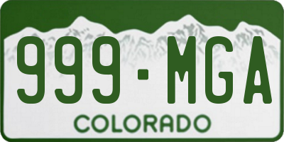 CO license plate 999MGA