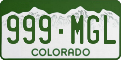 CO license plate 999MGL