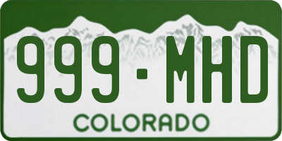 CO license plate 999MHD