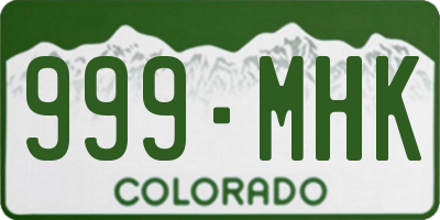 CO license plate 999MHK