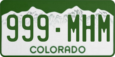 CO license plate 999MHM