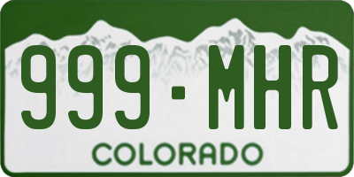 CO license plate 999MHR