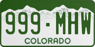 CO license plate 999MHW