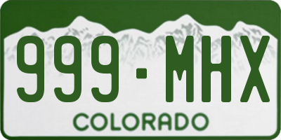CO license plate 999MHX