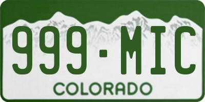 CO license plate 999MIC