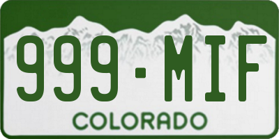 CO license plate 999MIF