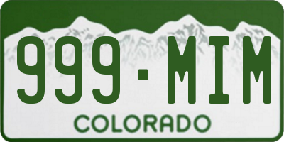 CO license plate 999MIM