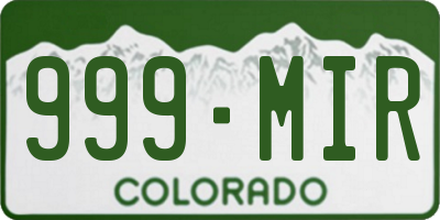CO license plate 999MIR