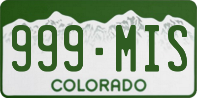CO license plate 999MIS