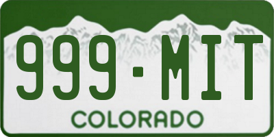 CO license plate 999MIT