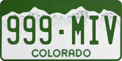 CO license plate 999MIV