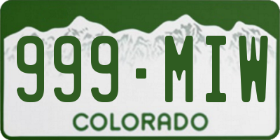 CO license plate 999MIW