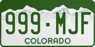 CO license plate 999MJF