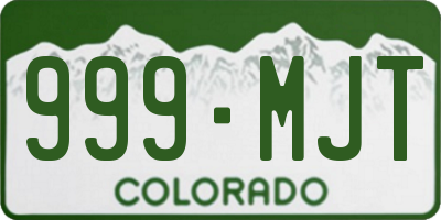 CO license plate 999MJT