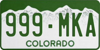 CO license plate 999MKA