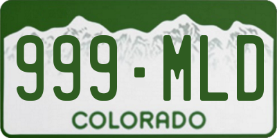 CO license plate 999MLD