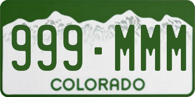 CO license plate 999MMM