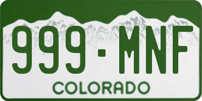 CO license plate 999MNF