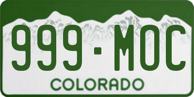 CO license plate 999MOC