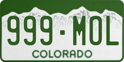 CO license plate 999MOL