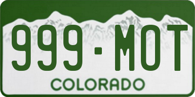 CO license plate 999MOT