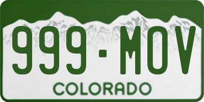 CO license plate 999MOV
