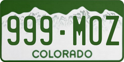 CO license plate 999MOZ