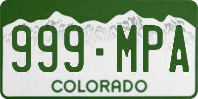 CO license plate 999MPA