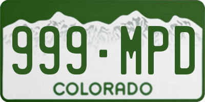 CO license plate 999MPD