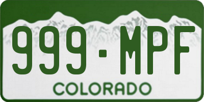 CO license plate 999MPF