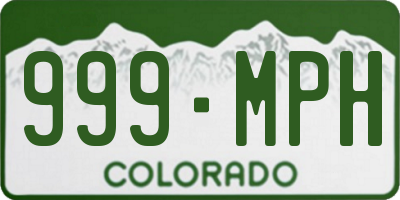 CO license plate 999MPH