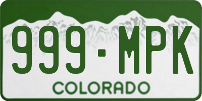 CO license plate 999MPK