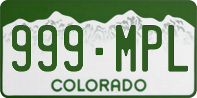 CO license plate 999MPL