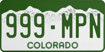 CO license plate 999MPN