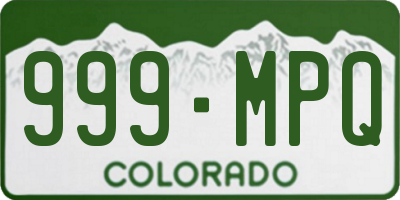 CO license plate 999MPQ