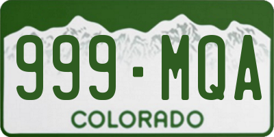CO license plate 999MQA