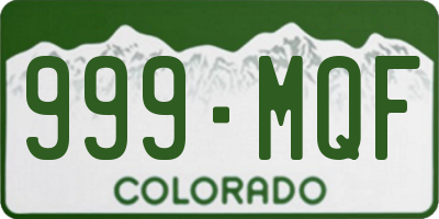 CO license plate 999MQF