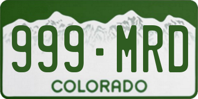 CO license plate 999MRD
