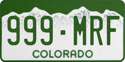 CO license plate 999MRF