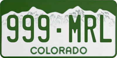CO license plate 999MRL