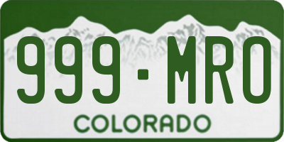 CO license plate 999MRO