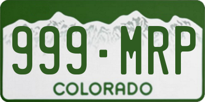 CO license plate 999MRP